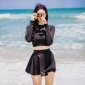 泳衣女**温泉小香风分体平角裤小裙长袖浮潜水服冲浪防水母裙